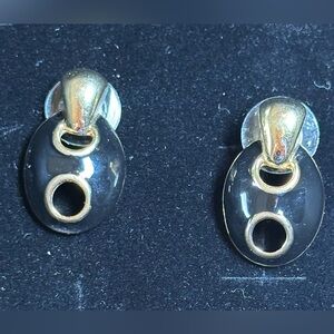 Authentic Givenchy Rare Vintage Black & Gold
Enamel / Metal Abstract Earrings